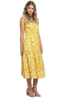 Rebecca Vallance Gialla Midi Dress in Yellow Size 14 for rent on The Volte - image 3