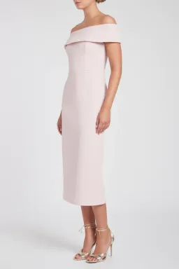Rebecca Vallance Amore Off The Shoulder Midi Dress Pink Size 6 for rent on The Volte - image 4