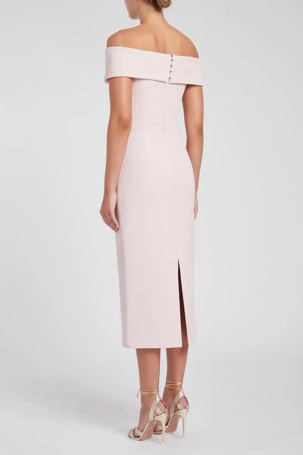Rebecca Vallance Amore Off The Shoulder Midi Dress Pink Size 6 - Image 3