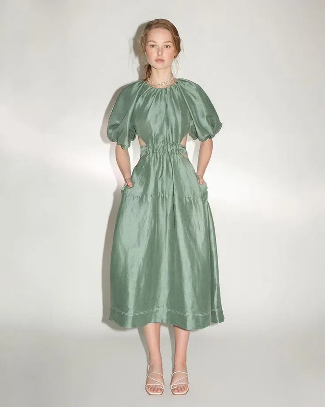 Aje Mimosa Dress Green Size 6 for rent on The Volte - main image