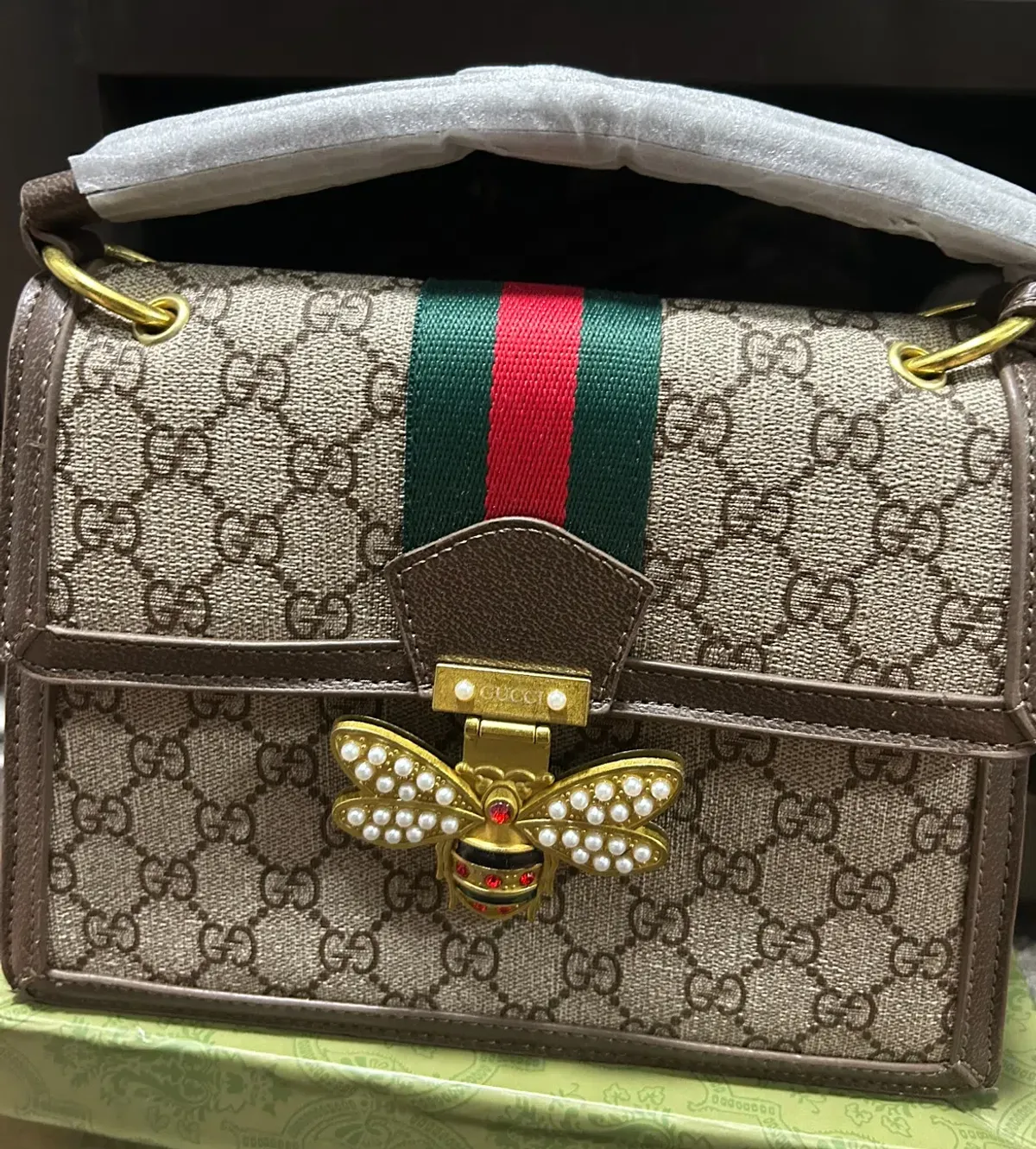 Gucci Queen Margot Bee Clasp Bag Print Big for rent on The Volte - main image