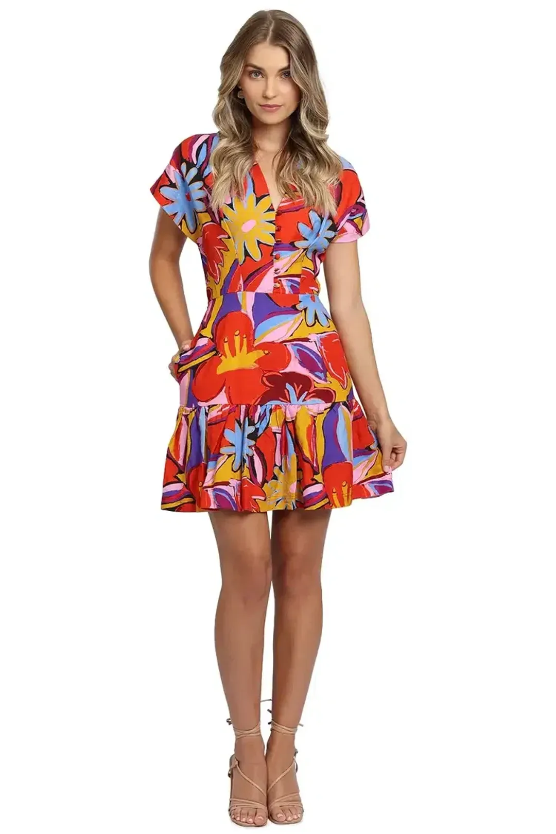 Rebecca Vallance Positano Mini Dress Multi Floral Size 10 for rent on The Volte - main image