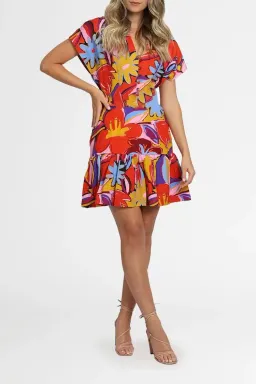 Rebecca Vallance Positano Mini Dress Multi Floral Size 8 for rent on The Volte - image 2