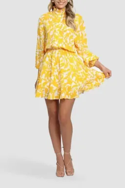 Rebecca Vallance Limoncello Mini Dress in Yellow Print Size 10 for rent on The Volte - image 1