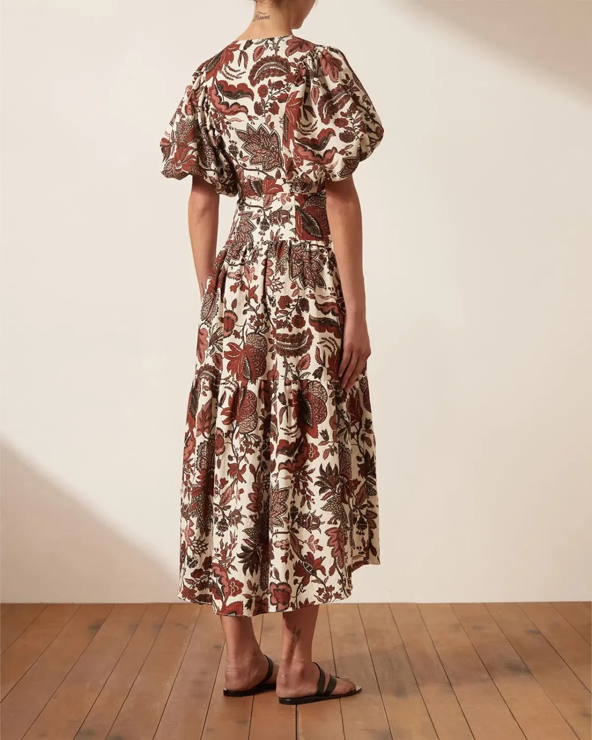 Shona Joy Catalina Plunged Short Sleeve Midi Dress Print Size 10 - Image 3