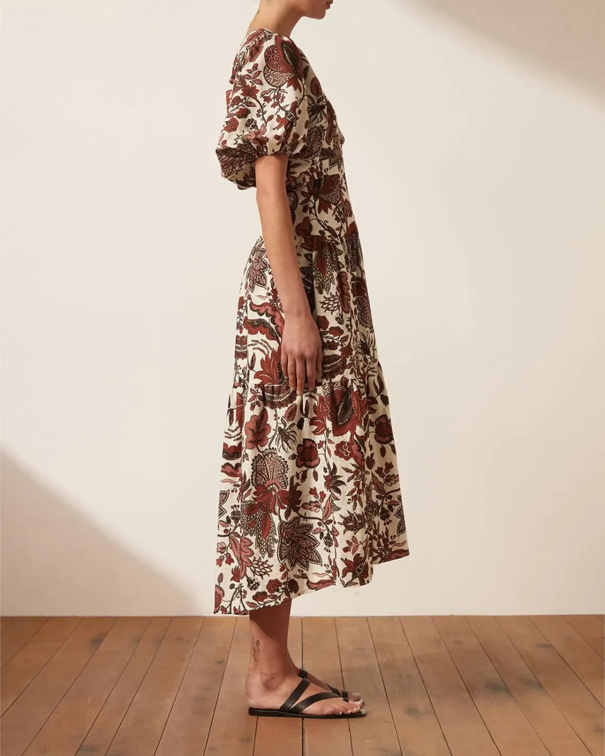 Shona Joy Catalina Plunged Short Sleeve Midi Dress Print Size 10 - Image 4