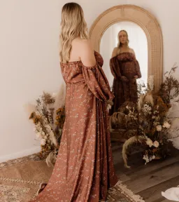 We Are Reclamation Autumn Meadow Satin Gown Floral One Size for rent on The Volte - image 2