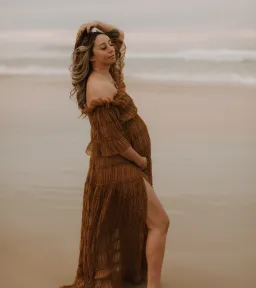We Are Reclamation Chiffon Delight Gown in Caramel Size 16 for rent on The Volte - image 6