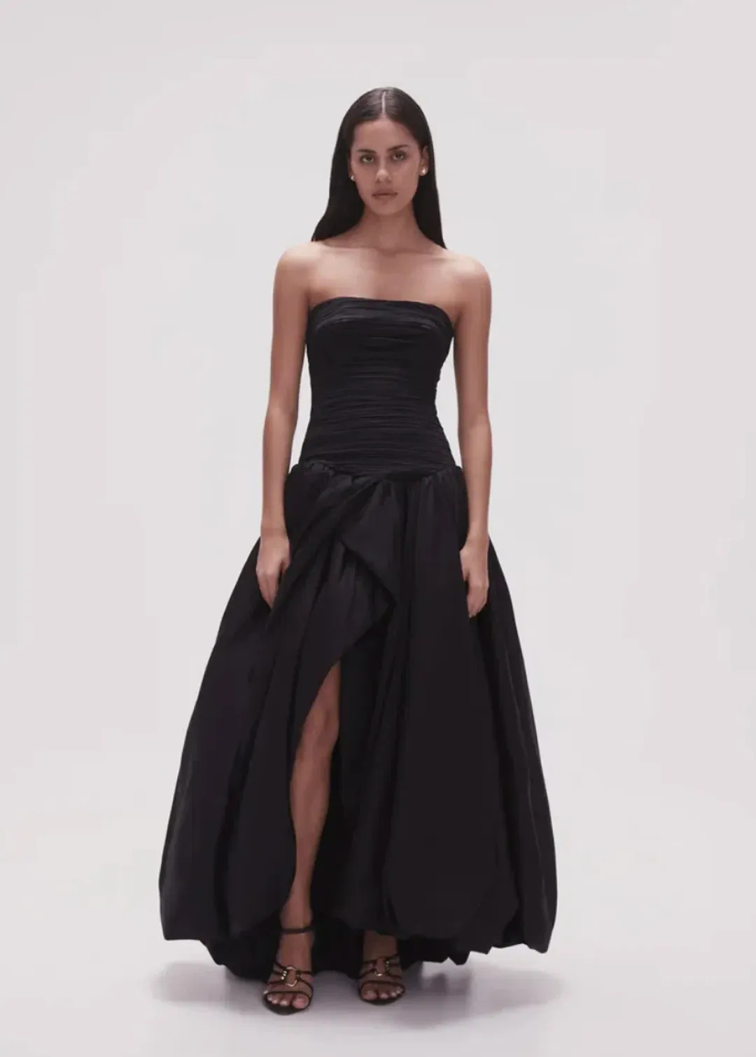 Aje Violette Bubble Hem Maxi Dress Black Size 10 for rent on The Volte - main image
