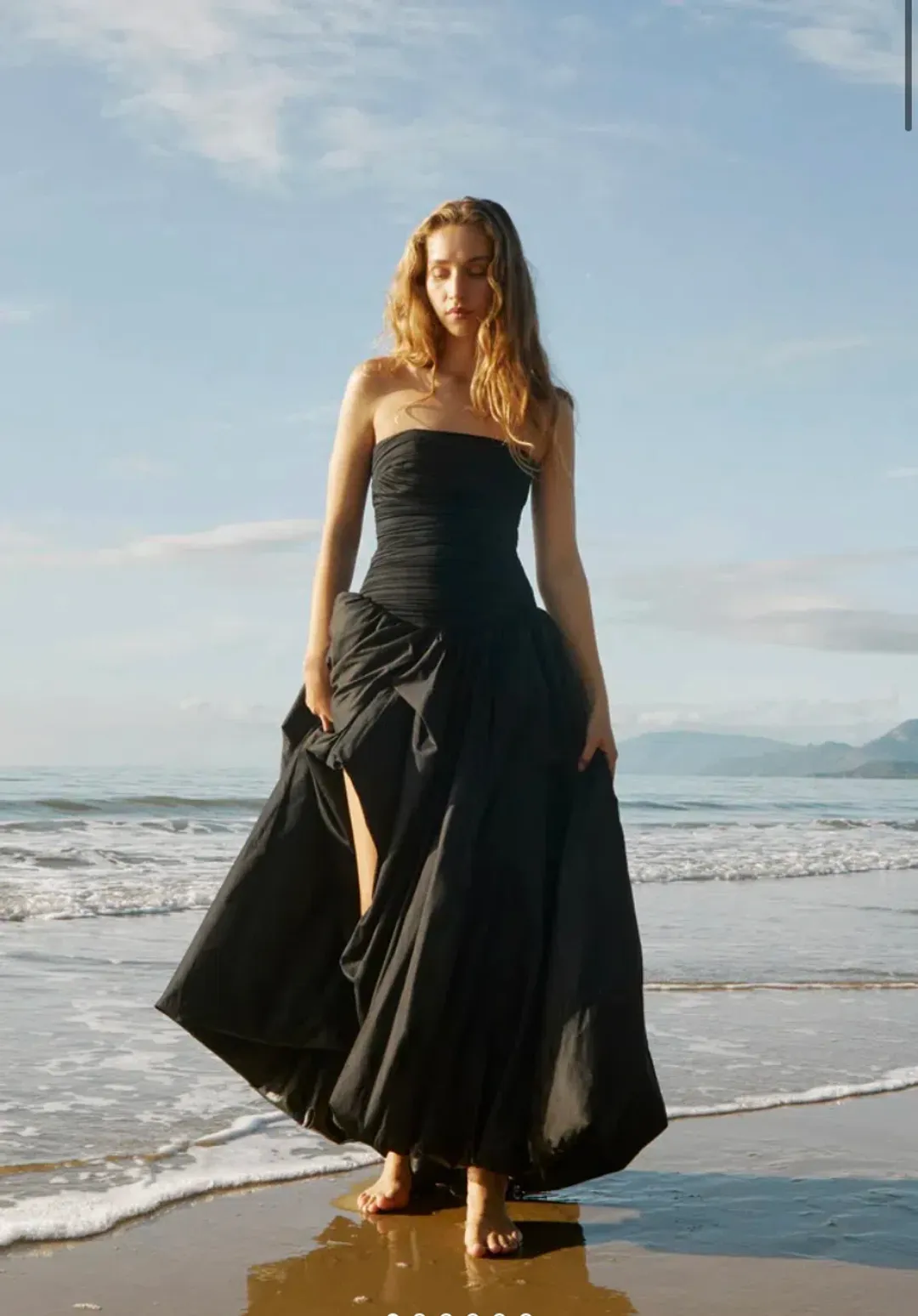 Aje Violette Bubble Hem Maxi Dress Black Size 10 for rent on The Volte - main image