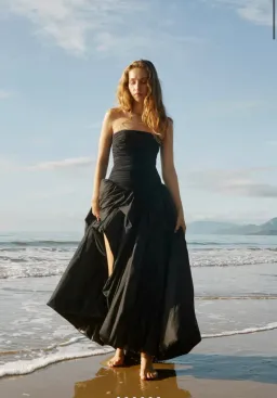 Aje Violette Bubble Hem Maxi Dress Black Size 10 for rent on The Volte - image 1