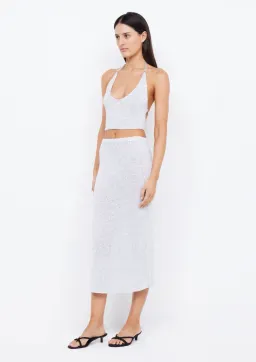 Bec & Bridge Sadie Sequin Knit Crop Top and Maxi Skirt Set Crystal Silver Size M / AU 10 for rent on The Volte - image 1
