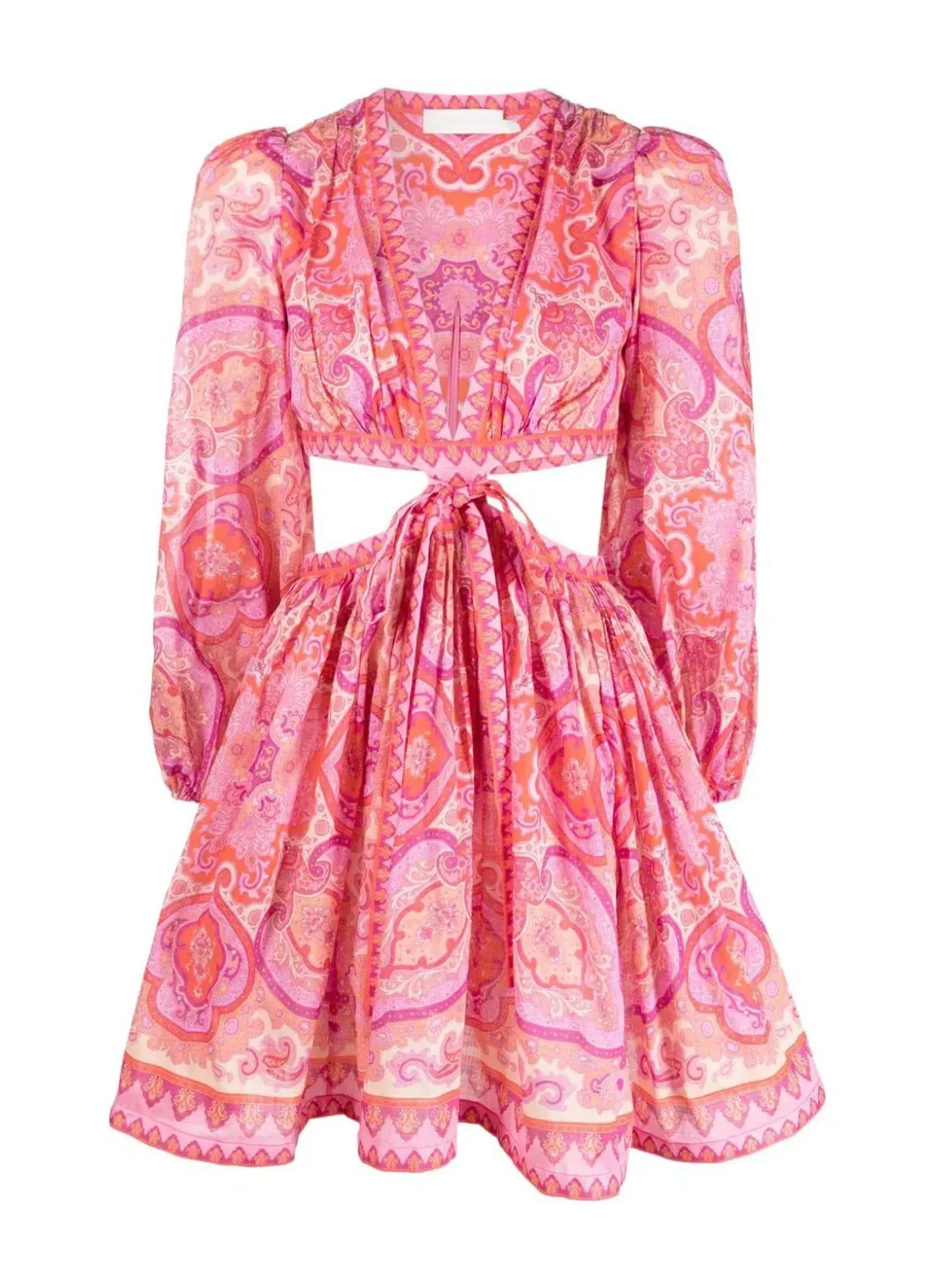 Zimmermann Halcyon Tie Front Mini Dress in Pink Paisley Size 1 / AU 10 - Image 6