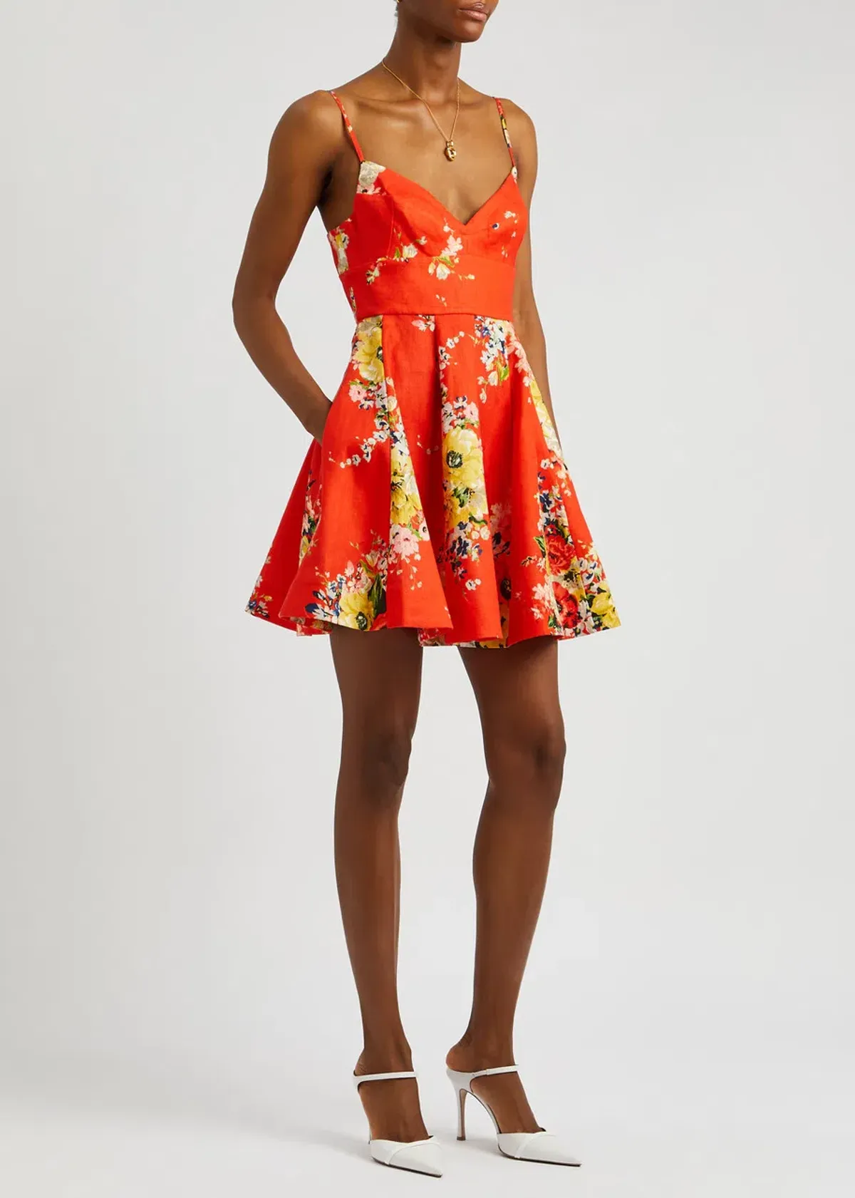 Zimmermann The Alight Flare Mini Dress in Red Floral Size 0/Au 8 for rent on The Volte - main image
