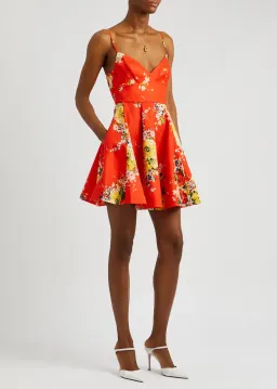 Zimmermann The Alight Flare Mini Dress in Red Floral Size 0/Au 8 for rent on The Volte - image 1