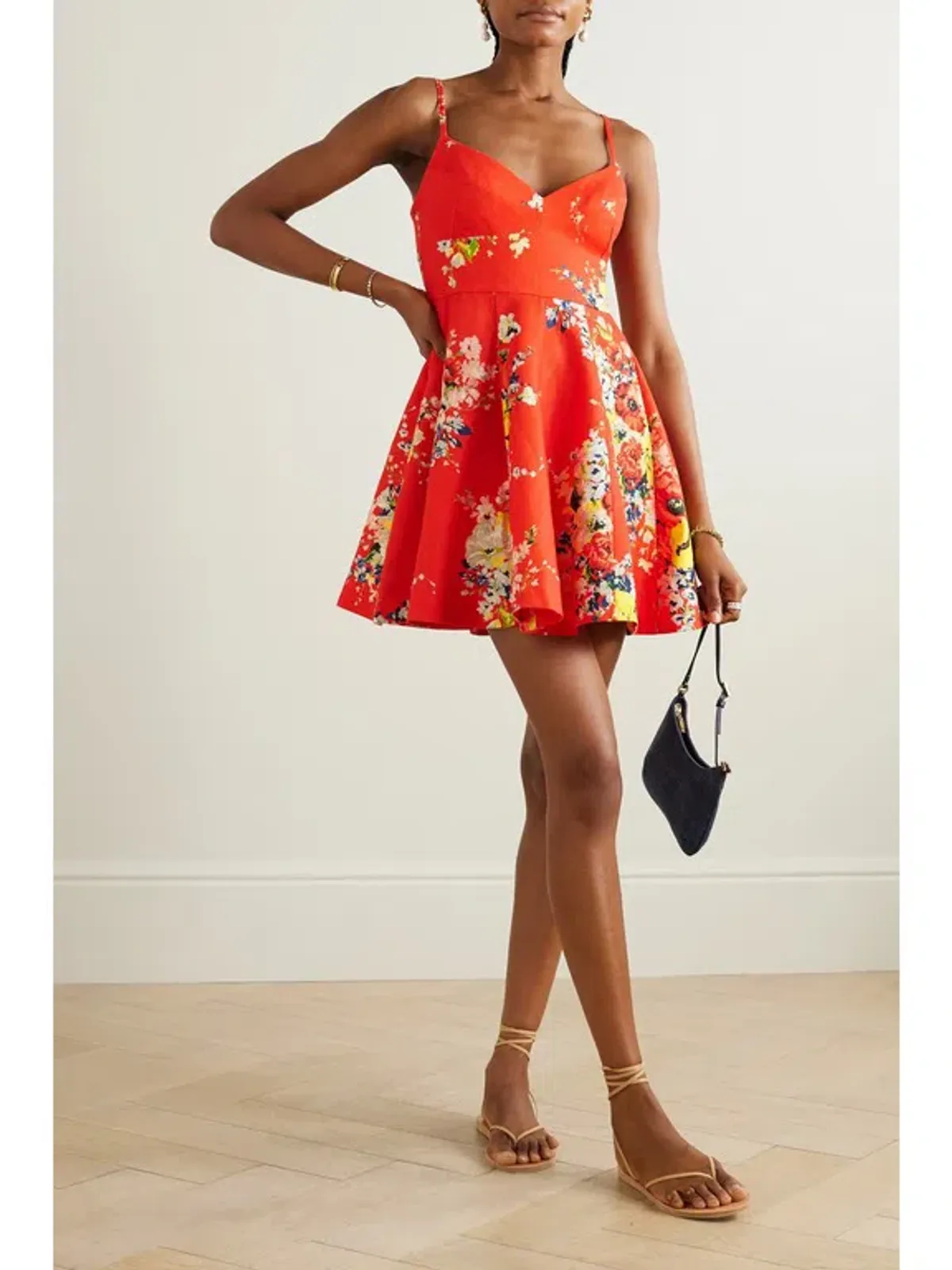Zimmermann The Alight Flare Mini Dress in Red Floral Size 0/Au 8 - Image 2