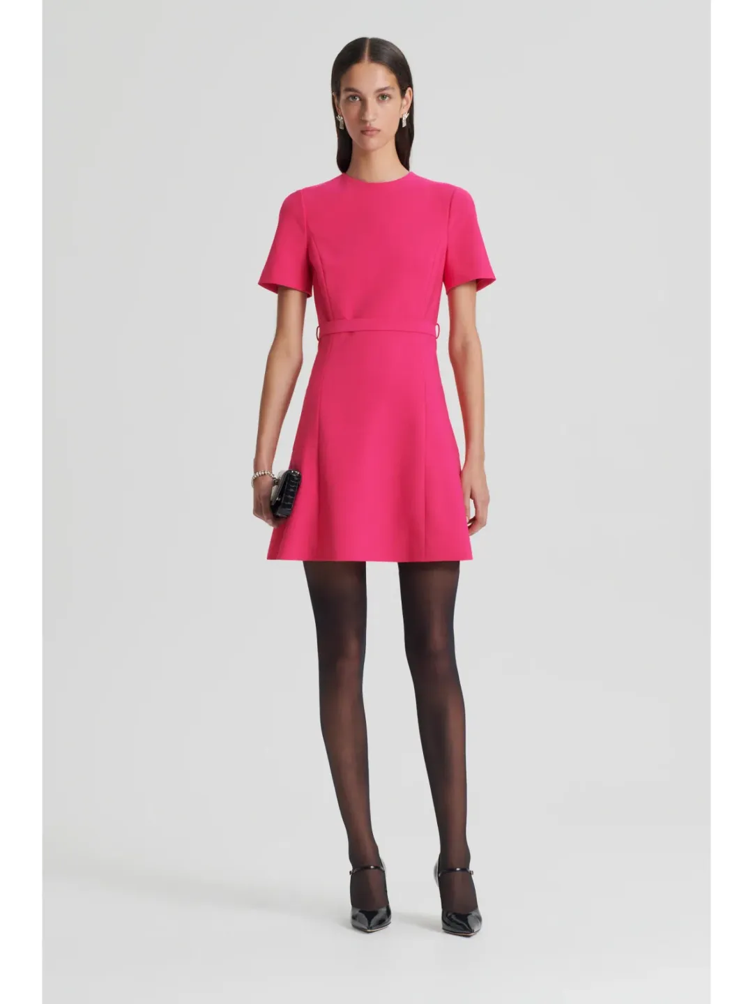 Scanlan Theodore Italian Milano Short Sleeve Dress in Raspberry Size AU 6 for rent on The Volte - main image