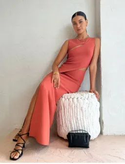 Sir the Label Nadja Cut Out Dress in Coral Size 0 / AU 6 for rent on The Volte - image 1