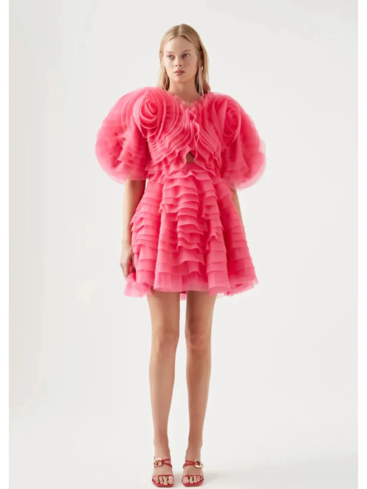 Aje Armour Ruffle Mini Dress Pink Size AU 14 - Image 1