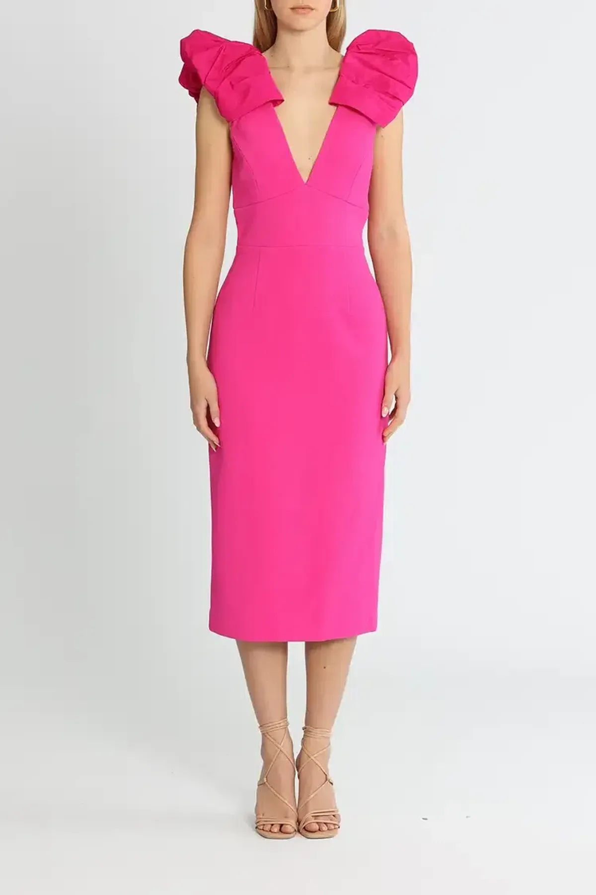 Rebecca Vallance Cupid's Bow Midi Dress Pink Size 12 - Image 4