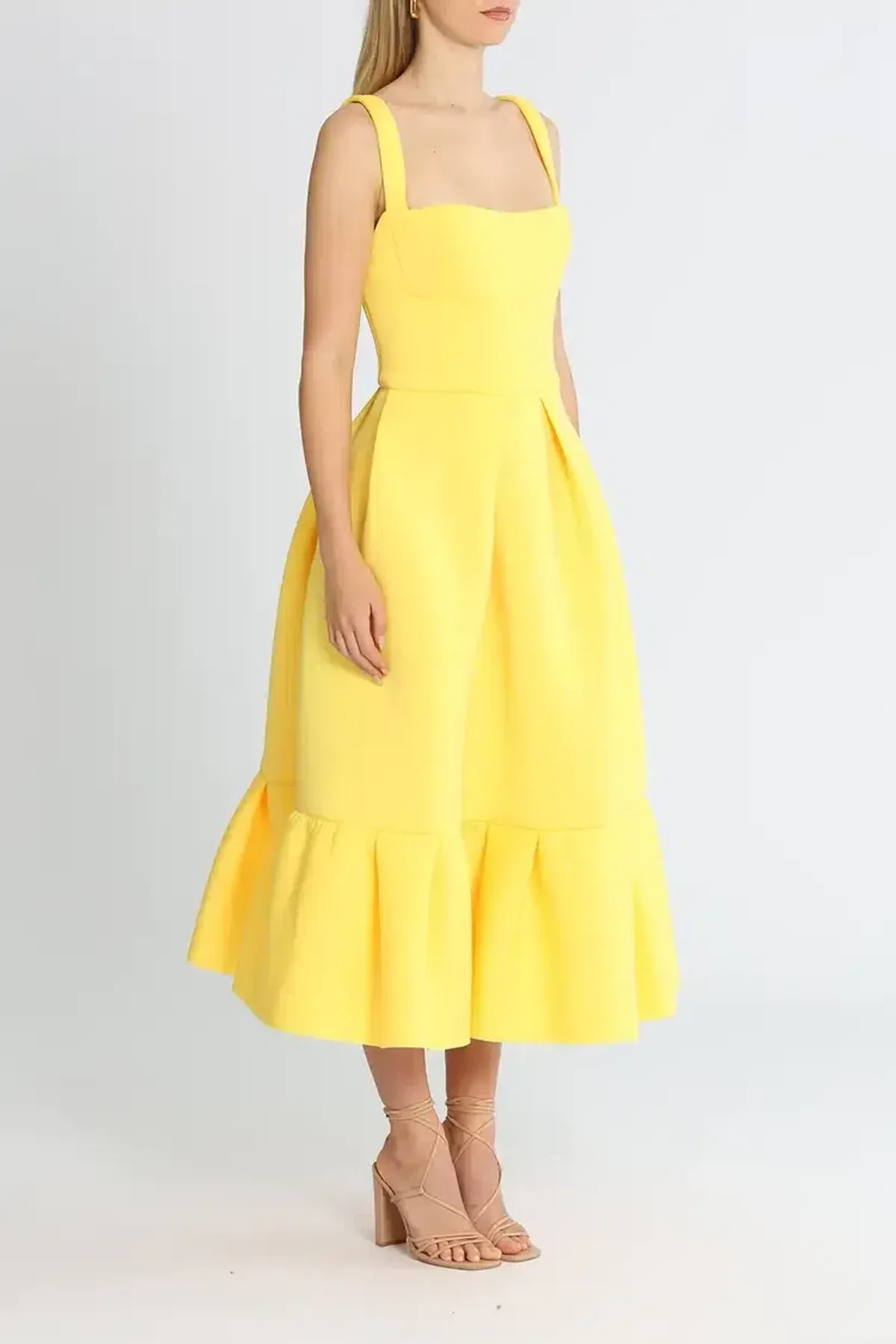 Rachel Gilbert Cora Midi Dress in Yellow Size 10 - Image 2