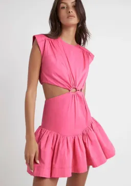 Aje Solstice Cut Out Ring Flip Mini Dress Hot Pink Size 8 for rent on The Volte - image 3