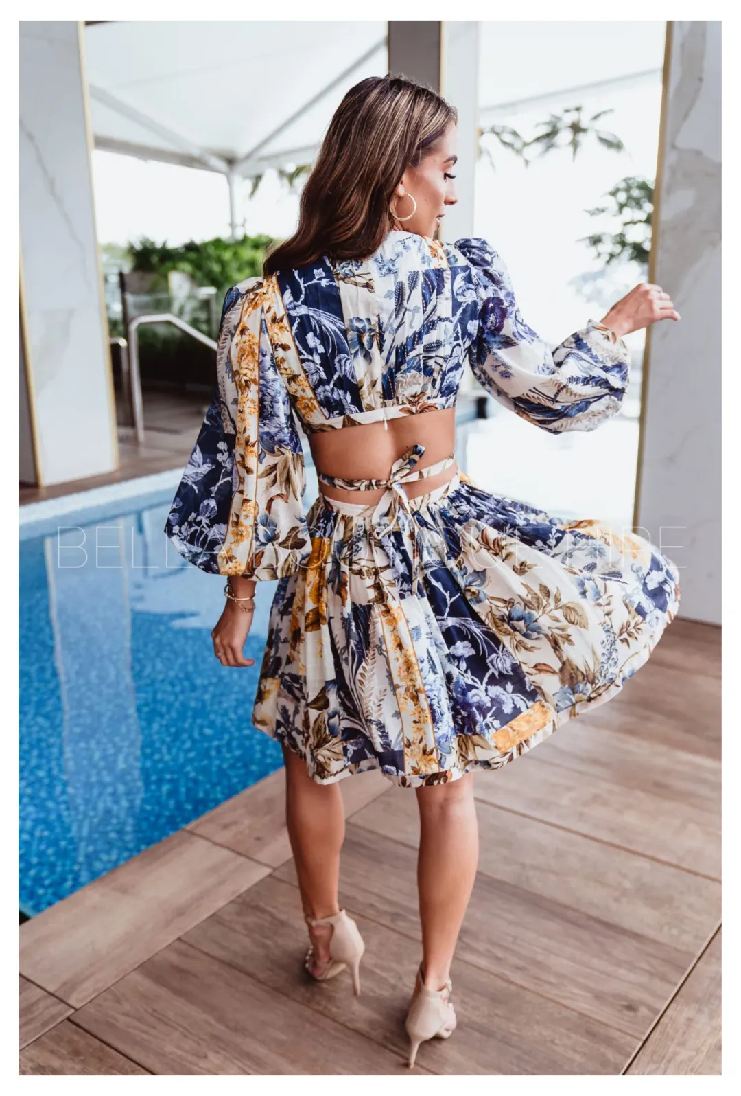 Zimmermann Aliane Cut Out Mini in Patchwork Floral Size 1 / Au 10 for rent on The Volte - main image