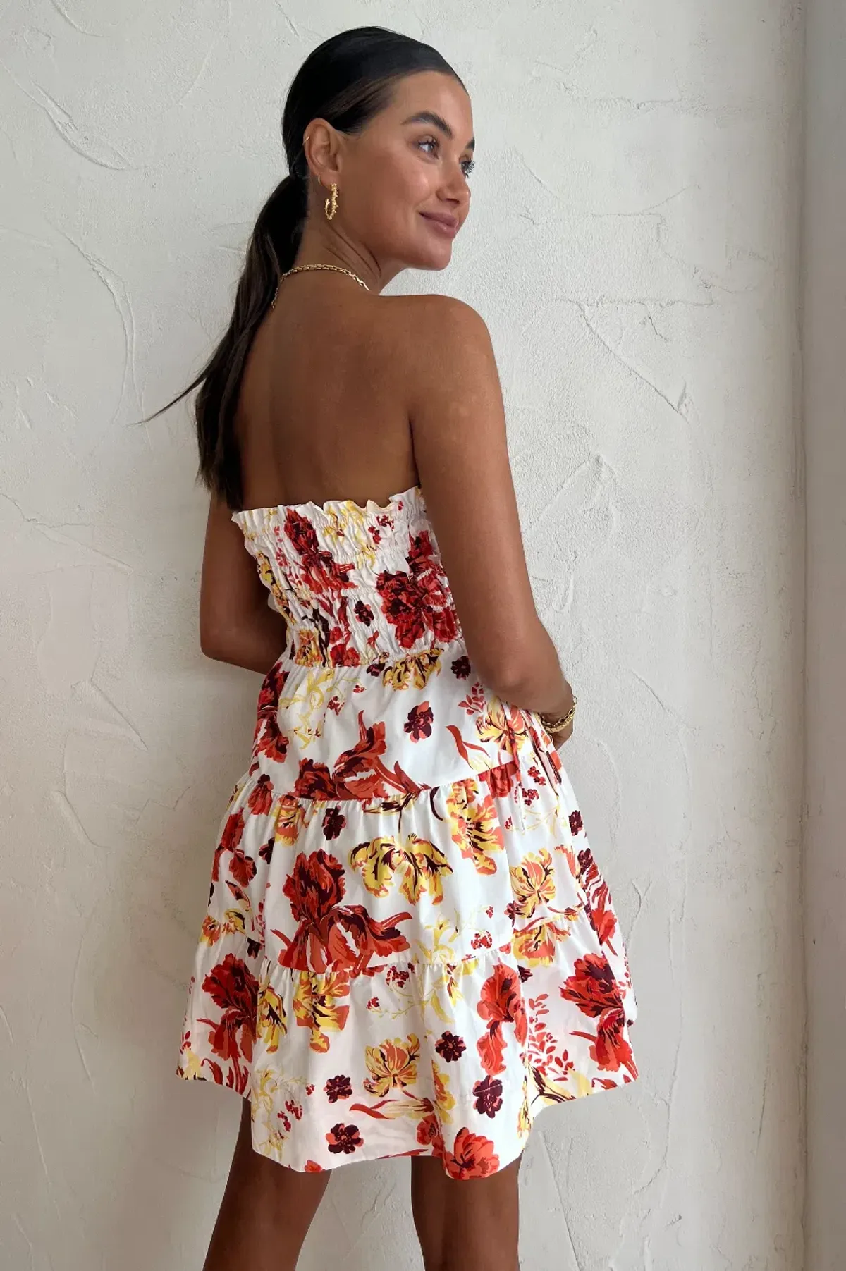 Shona Joy Kalani Shirred Strapless Mini Dress Floral Size 12 - Image 3