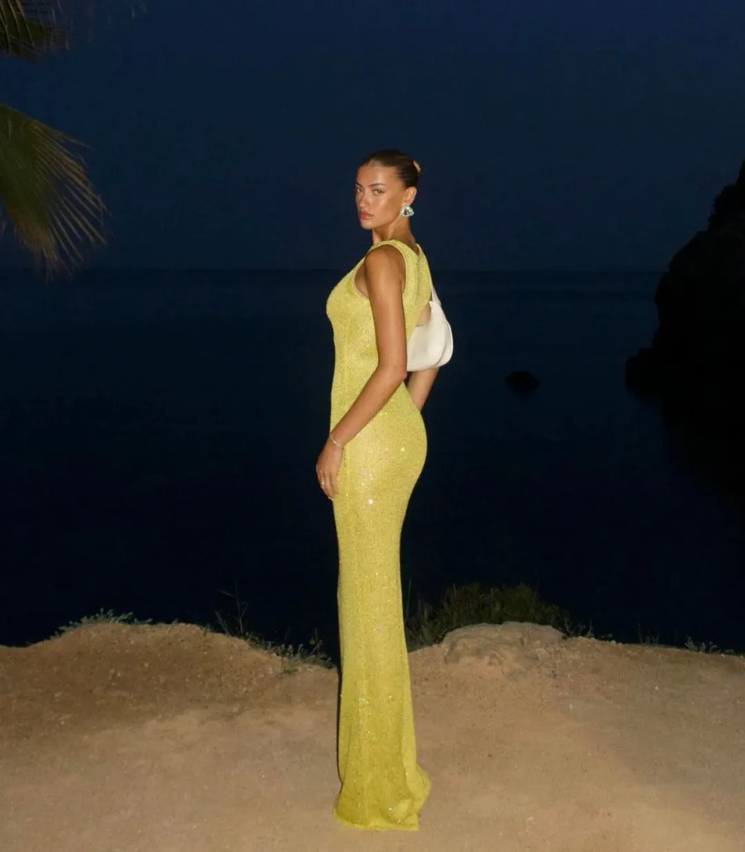 Asta Resort Natalia Maxi Dress in Chartreuse Sequin Size 8 for rent on The Volte - main image