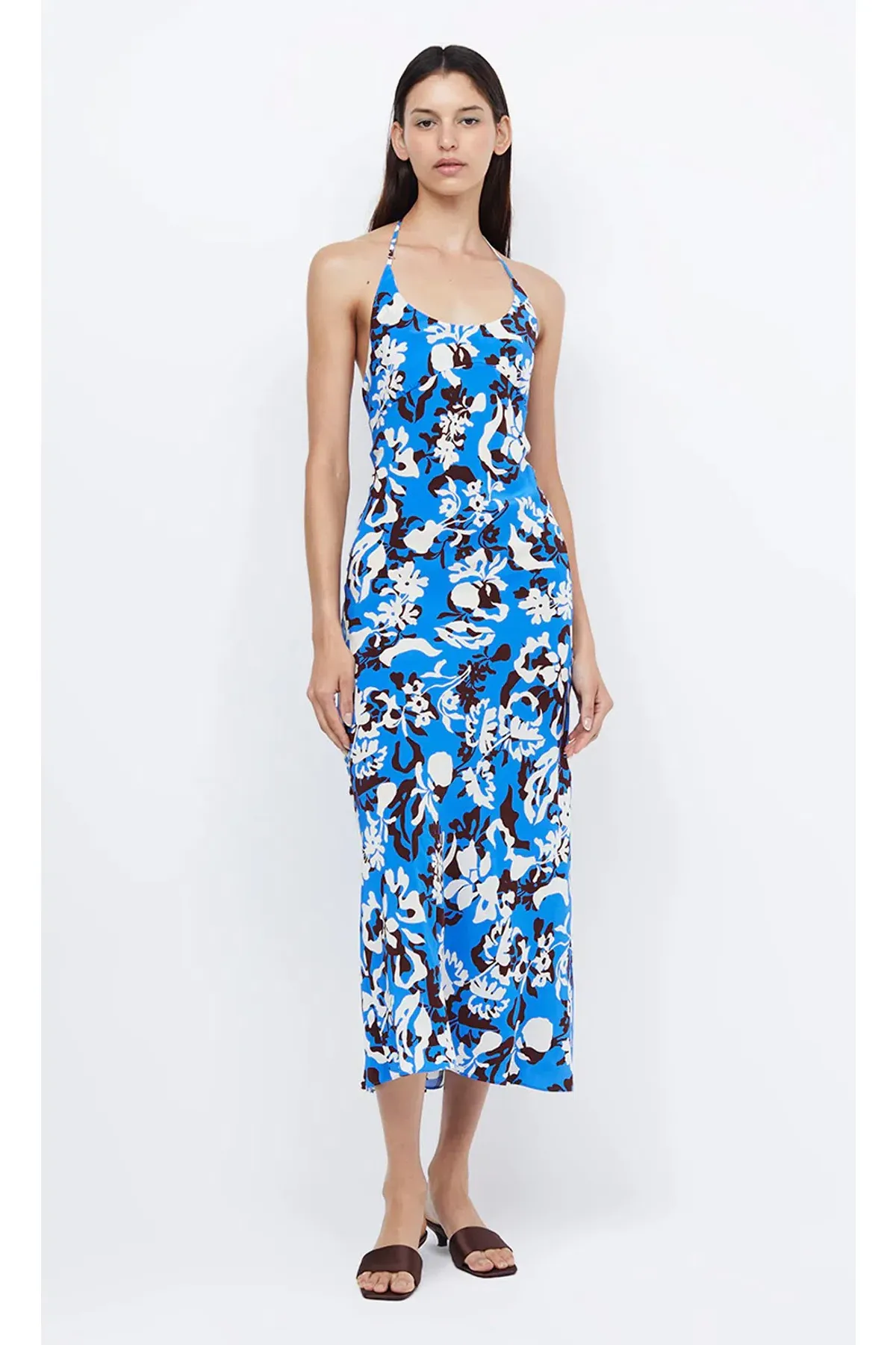 Bec & Bridge Clarisse Halter Maxi Dress in Blue Lagoon Hawaiian Floral Size 8 for rent on The Volte - main image