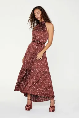 Sheike Vivianne Maxi Dress Burgundy Print Size 16 for rent on The Volte - image 1