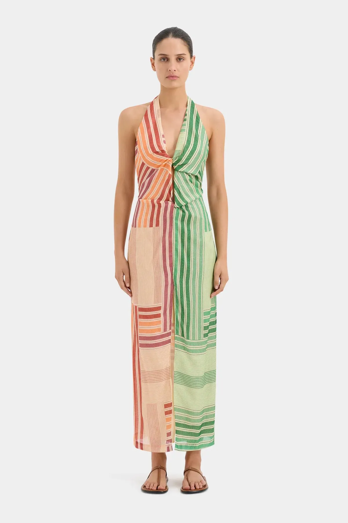 Sir the Label Marisol Twist Midi Dress Multi Print Size 8 for rent on The Volte - main image