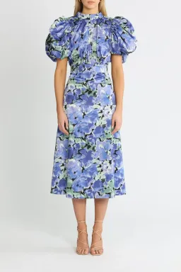 Rotate By Birger Christensen Dawn Baja Blue Dress Print Size 8 for rent on The Volte - image 1