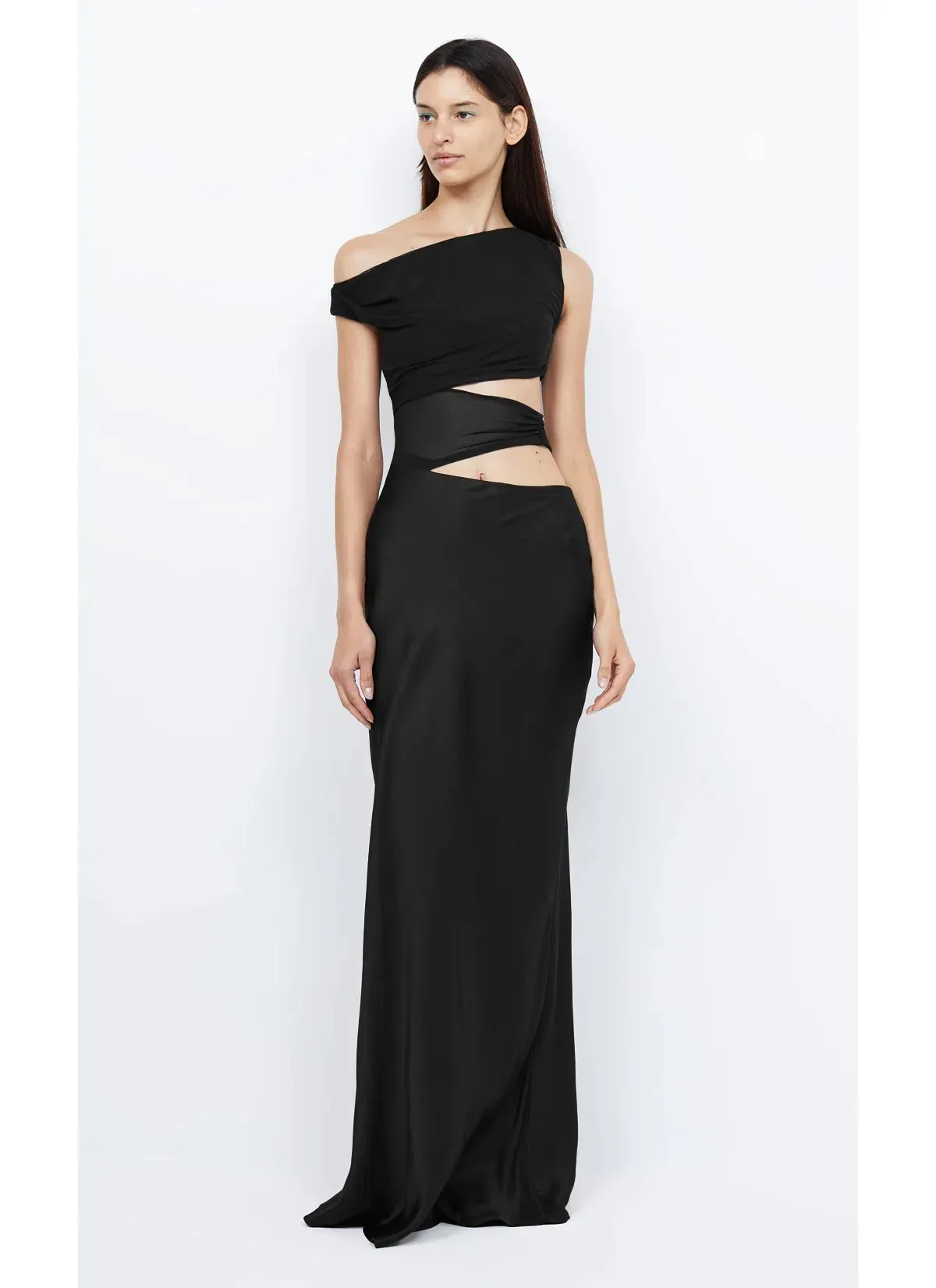 Bec and Bridge Whorl Asym Cut Out Asymmetrical Maxi Dress in Black Size 12 - Image 1