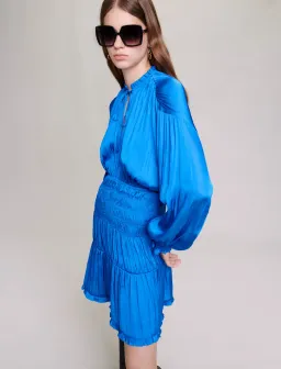 Maje Rivas Smocked Mini Dress Blue Size 34 / AU 6 for rent on The Volte - image 2