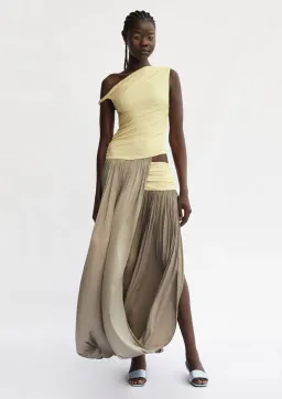 Bec & Bridge Serene Boatneck Maxi Dress in Yellow Citrus/Taupe Size 8 for rent on The Volte - image 1