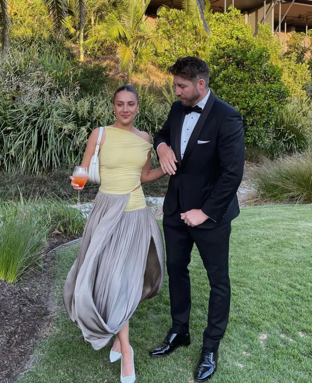 Bec & Bridge Serene Boatneck Maxi Dress in Yellow Citrus/Taupe Size 8 for rent on The Volte - main image