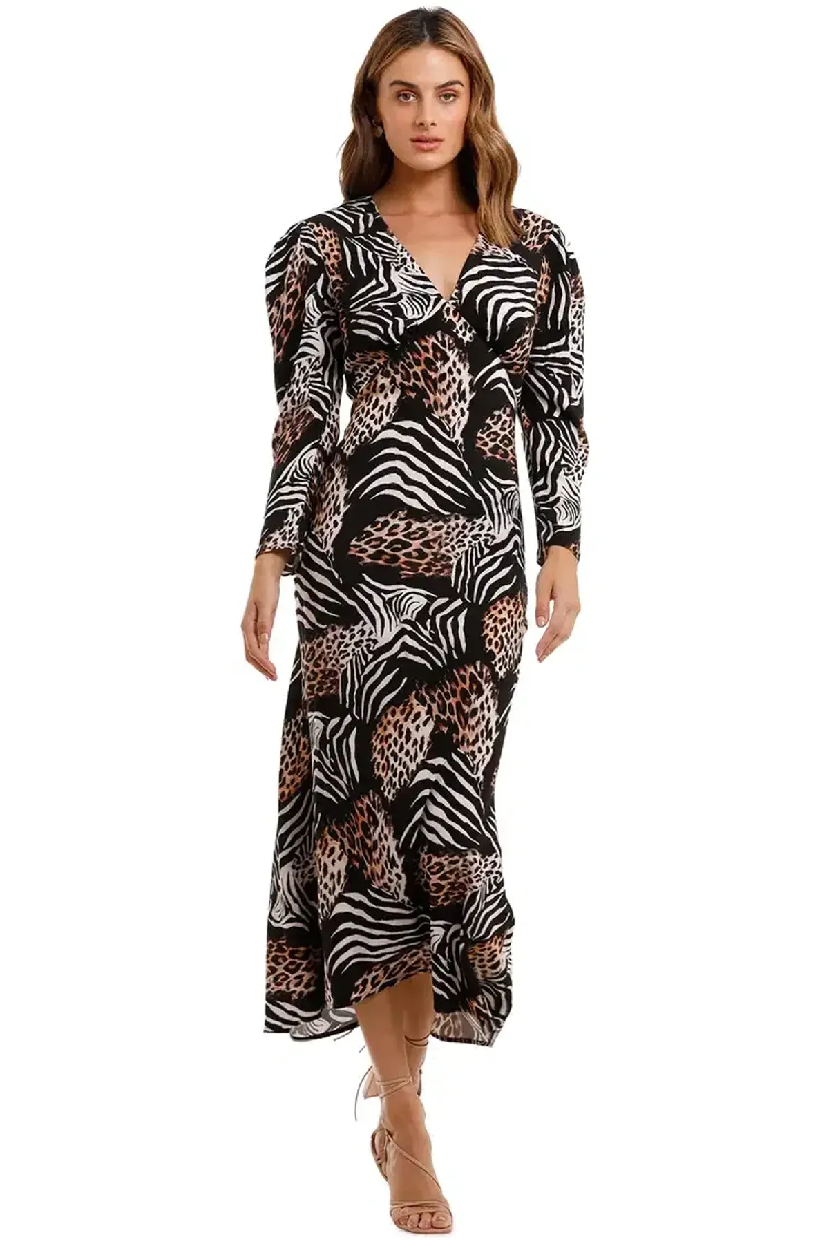 Rixo London Animal Kingdom Midi Dress Print Size 10 - Image 4