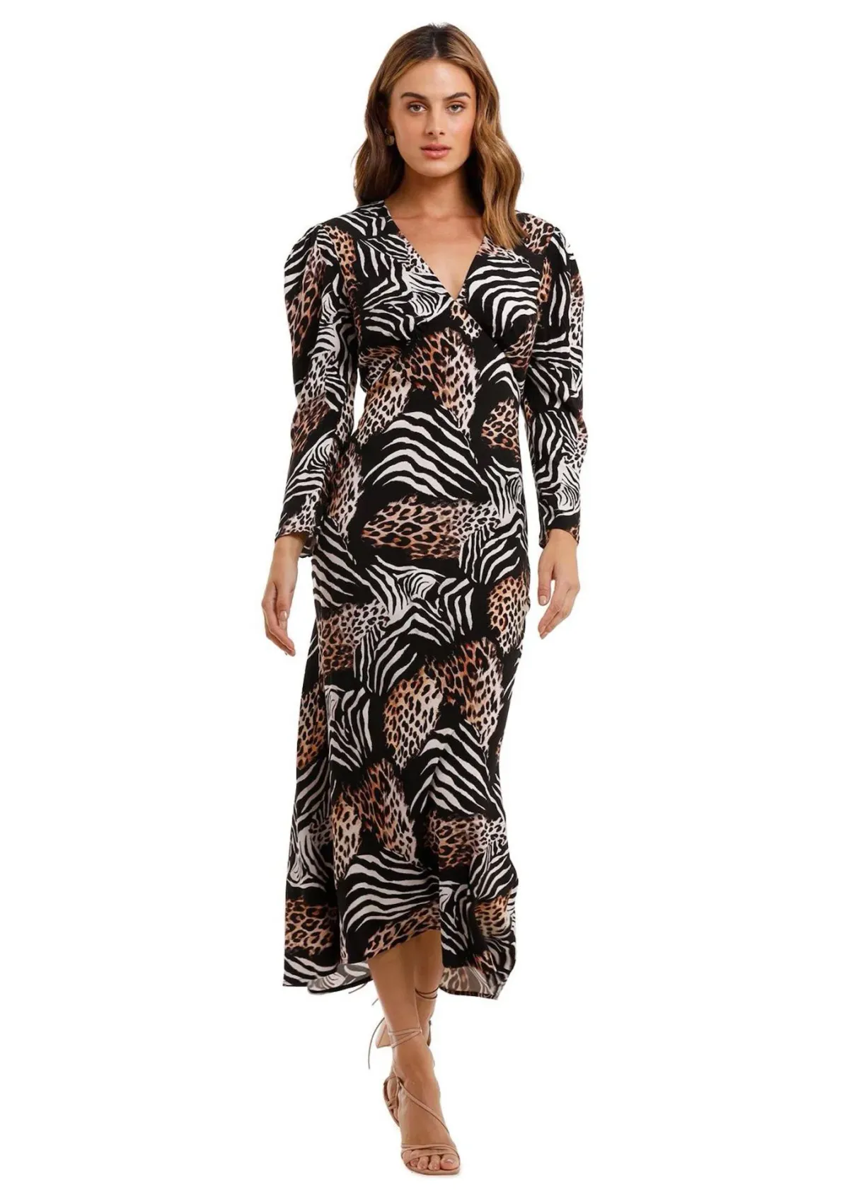 Rixo London Animal Kingdom Midi Dress Print Size 10 for rent on The Volte - main image