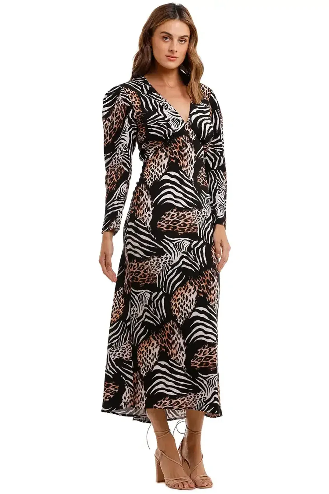 Rixo London Animal Kingdom Midi Dress Print Size 8 for rent on The Volte - main image