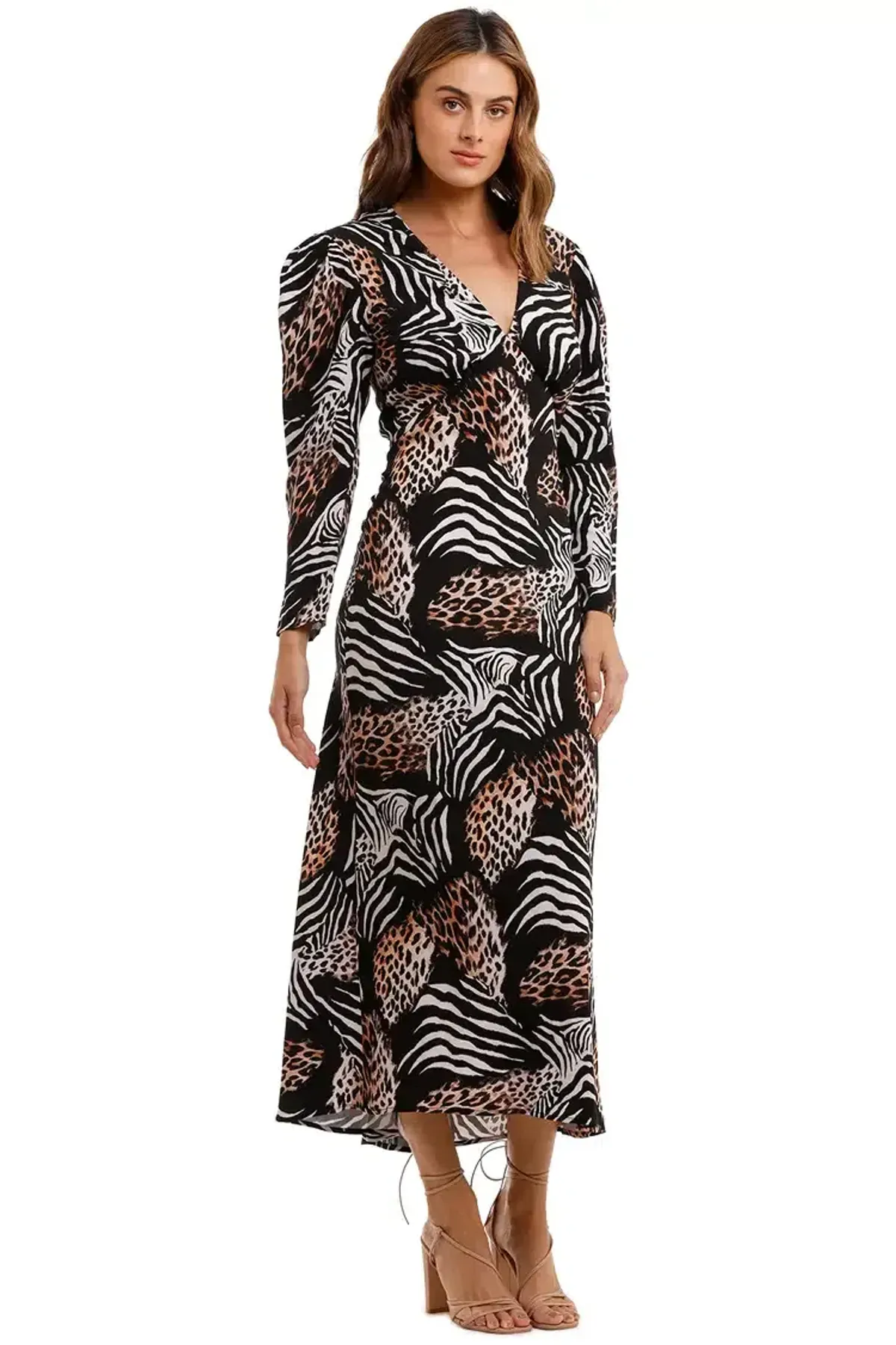 Rixo London Animal Kingdom Midi Dress Print Size 8 - Image 2