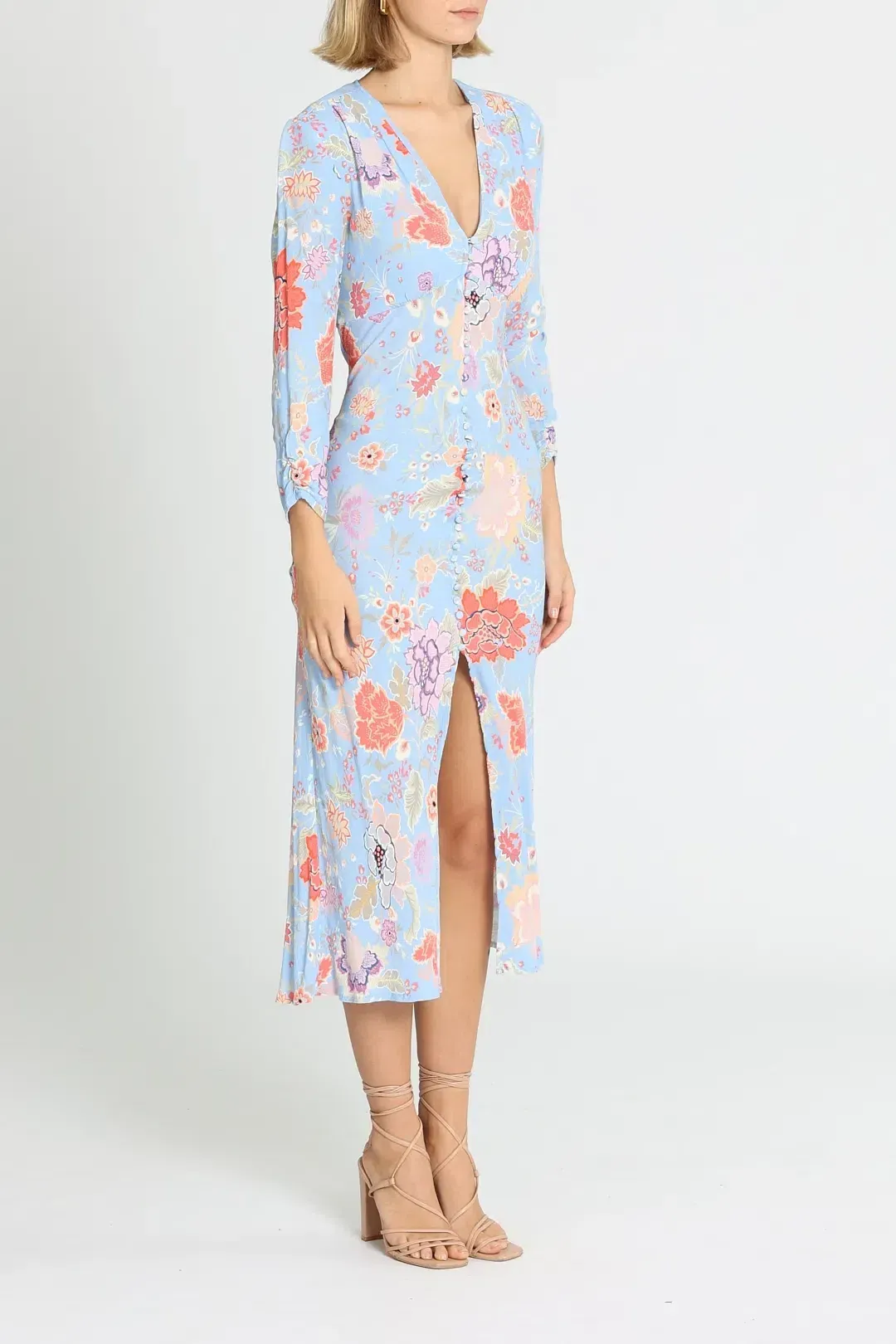Rixo London Katie Button Down Midi Dress Floral Size 12 for rent on The Volte - main image