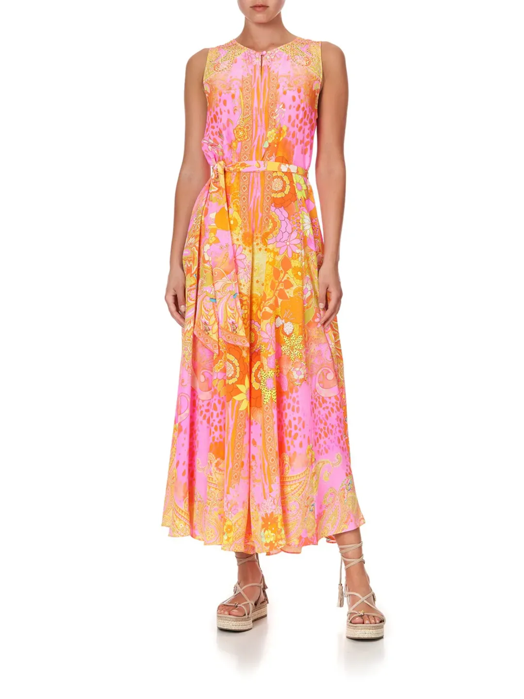 Camilla Hair Hair Hair Flared Jumpsuit Print Size AU 12 for rent on The Volte - main image