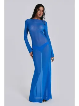 Jaded London Ziva Sheer Maxi Dress Blue Size Small / AU 8 for rent on The Volte - image 2