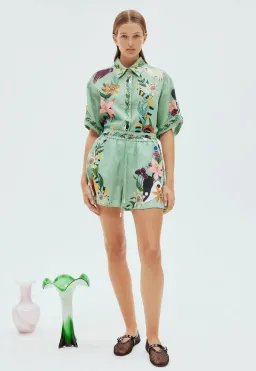 Alemais Meagan Shirt Size 8 and Shorts Size 10 Set Green Print for rent on The Volte - image 1