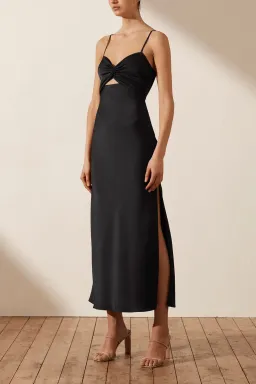 Shona Joy Luxe Twist Front Sleeveless Midi Dress Black Size 14 for rent on The Volte - image 2