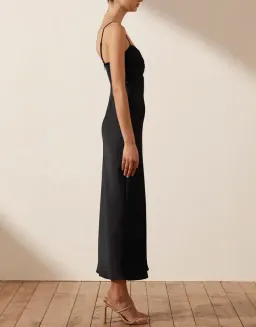 Shona Joy Luxe Twist Front Sleeveless Midi Dress Black Size 14 for rent on The Volte - image 3