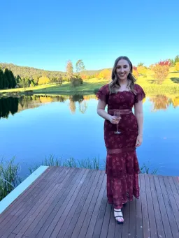 Keepsake Moonlight Gown Burgundy Size 10 for rent on The Volte - image 1