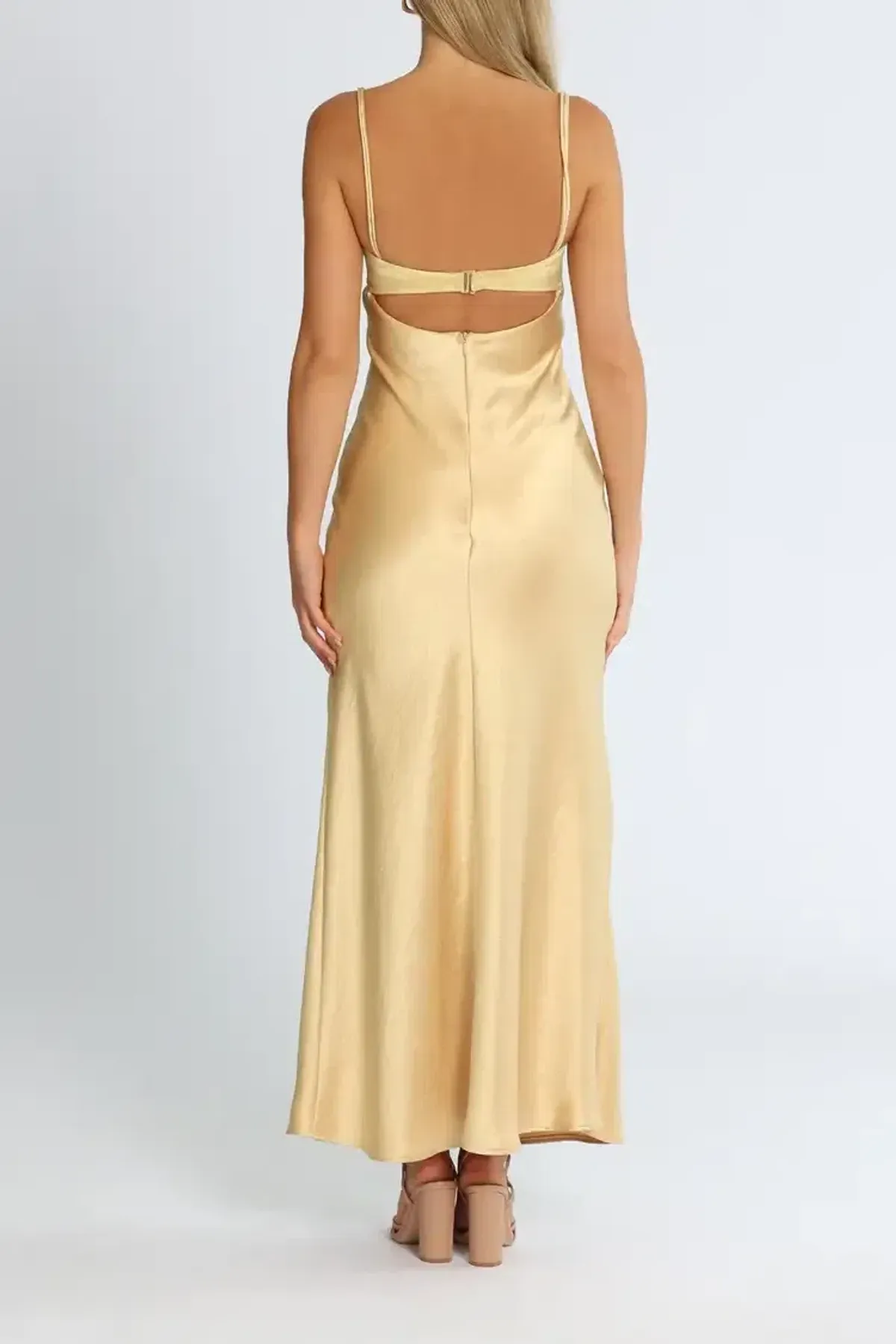 Bec & Bridge Carrie Maxi Dress in Yellow Champagne Size 6 - Image 3