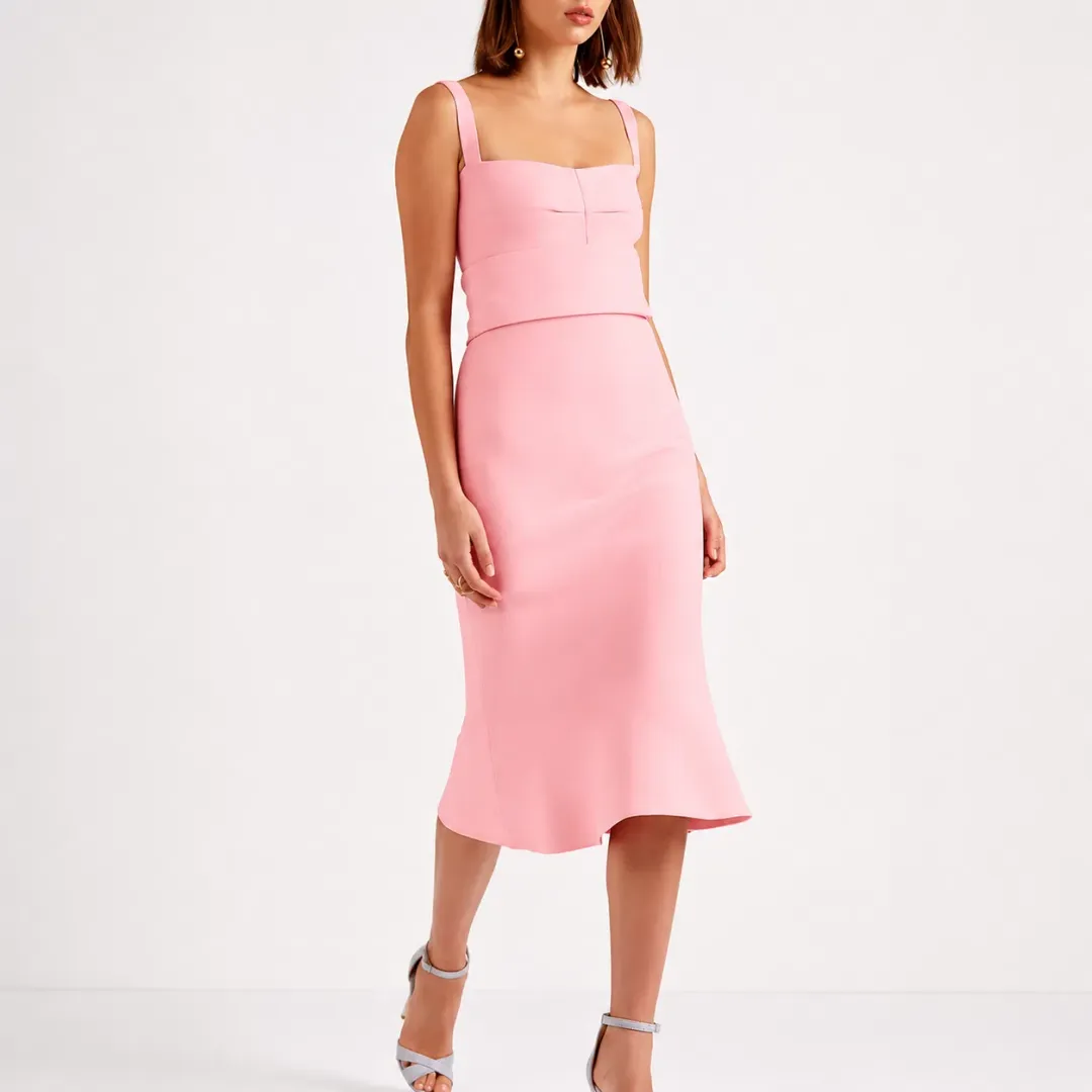 Scanlan Theodore Crepe Knit Bralette Dress Pink Size M for rent on The Volte - main image
